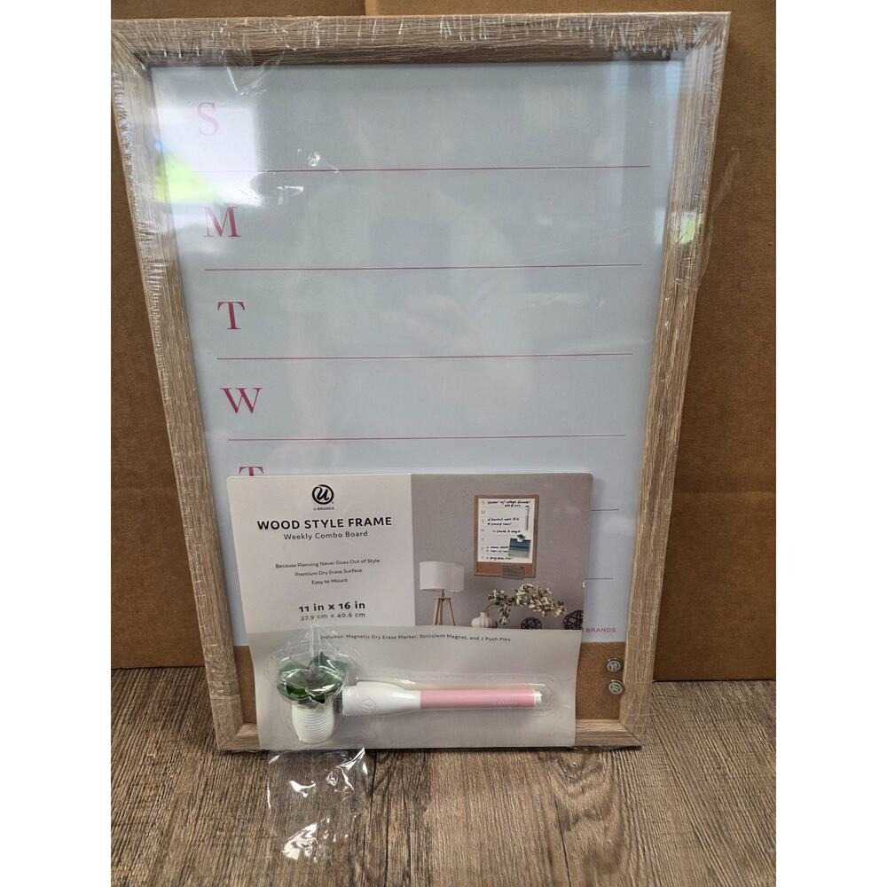 Ubrands NEW Trendy Timber Dry Erase Weekly Calendar, 11" x 16"